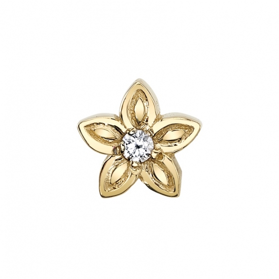 Charm with 4mm Tiny Hibiscus Flower - Jump Ring to Attach to Navel Facing Ring