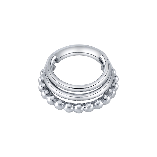 Zara - 2x 18GA Rings and Single Row of Tiny Beads - 14GA Hinge Closure