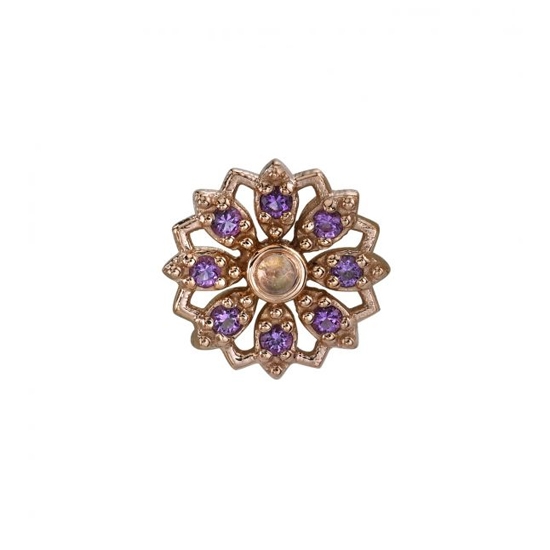 Pin with Rosette Flower - 7.5mm - 8x 1mm Prongs with 1.5mm Bezel Center