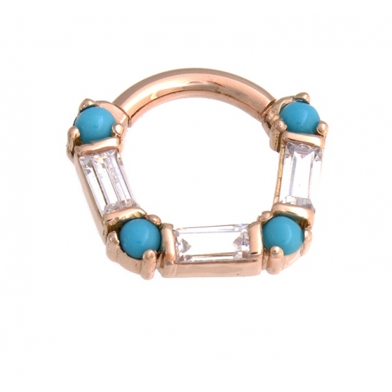 Lucca - Hinge Ring with 3x 4x2mm Straight Baguette Bar Settings and 4x 2mm Round Accents - 16GA Hinge