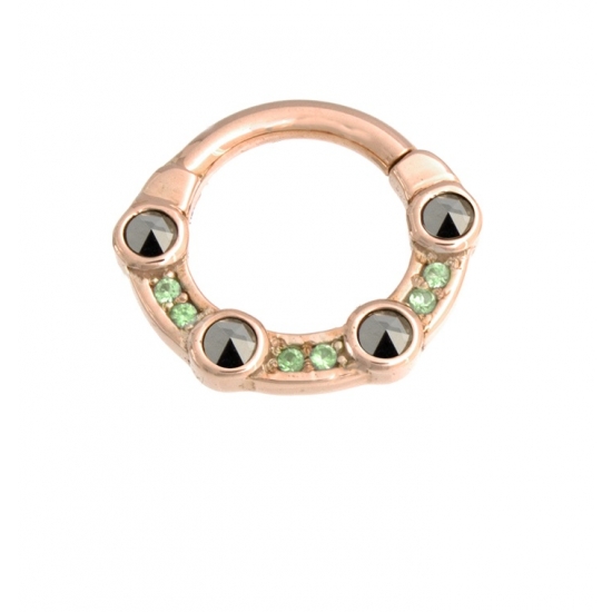 Carmella - Hinge Ring with 4x 2mm Bezels and Pavé Gem Channels in Between - 6x 1mm Gems - 16GA Hinge Closure
