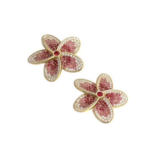 Threaded End with Kaena - 8.5mm - Micro Pavé Plumeria - 21x 1mm Gems - Gradient Petals, Dark Center to Light Edges - Dark Center Gem