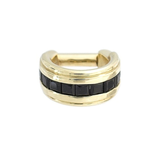 Sala - Hinge Ring with 16GA Ring Front, Downward Row of 11x 2mm Channel Set Princess Gems Center, 16GA Ring Back