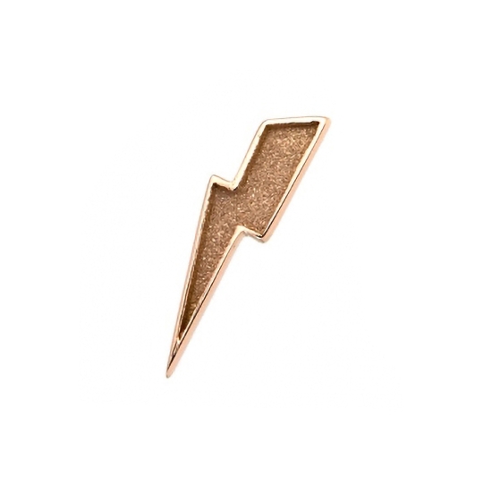 Double Threaded End with Relief Lightning Bolt - 13x4mm - Raised Edges and Sandblasted Hollows - Long Point Coming Down on the LEFT - Back Threaded at Each End