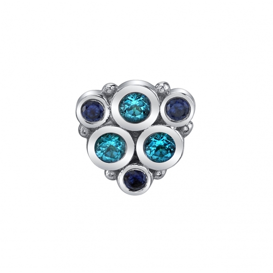 Pin with Thora 6 Bezel Cluster - 7.5mm - 3x 1.5mm and 3x 2mm Bezels with 6x 1mm Bead Accents