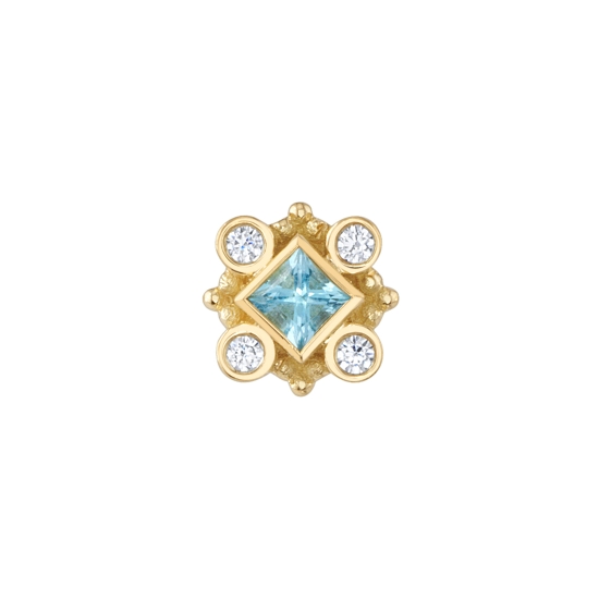 Pin with Aspen - 5mm - 2mm Princess Bezel Center with 4x 1mm Round Bezels & Tiny Beads Surrounding