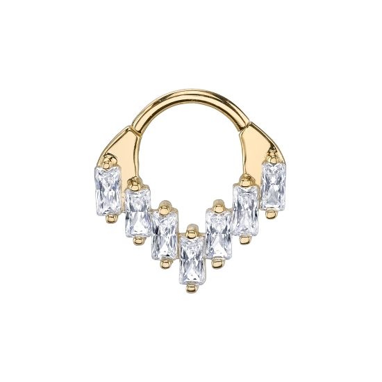 Acacia - Hinge Ring with 7 4x2mm Straight Baguette Prongs - 16GA Hinge