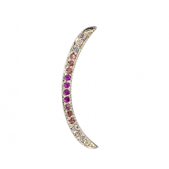 Double Threaded End with Millgrain Cumulus - 20mm Curved Shape with 16x 1mm Micro Pavé Gems - Millgrain Edges - 1 Thread at Each End - GRADIENT GEMS - Dark Center to Light Edges