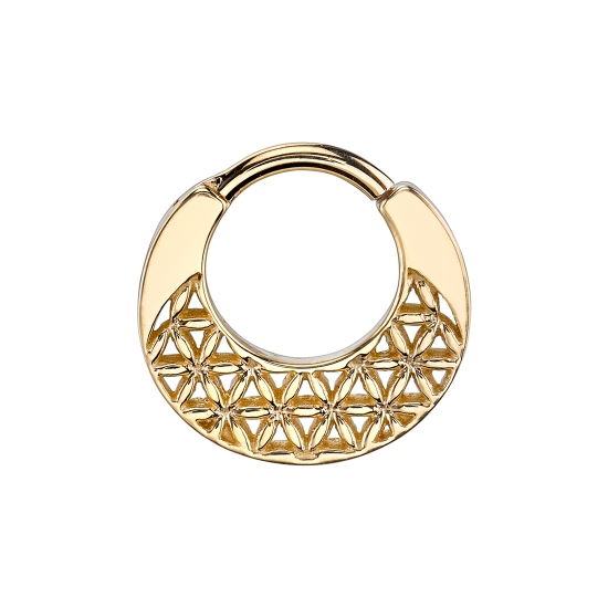 Flower of Life - Hinge Ring with Negative Space & Sacred Geometry - 16GA Hinge