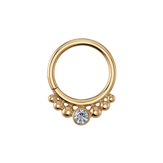 Dione - Seam Ring with 2.5mm Bezel and 3 Graduating Beads On Each Side