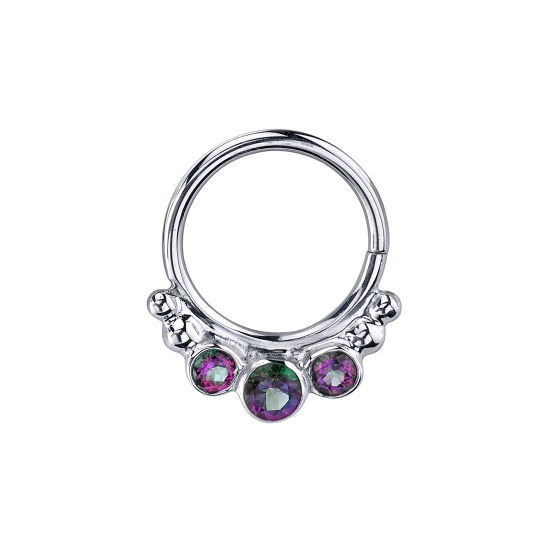 Barra - Seam Ring with 3 Round Bezels and 2 Accents Beads on Each Side - 2x 2mm and 2.5mm Gems