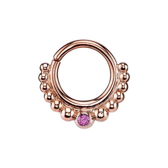Graduating Latchmi - Seam Ring with Single Row of Graduating Beads Below Ring - Flush Set 1.75mm Gem in Center Bead