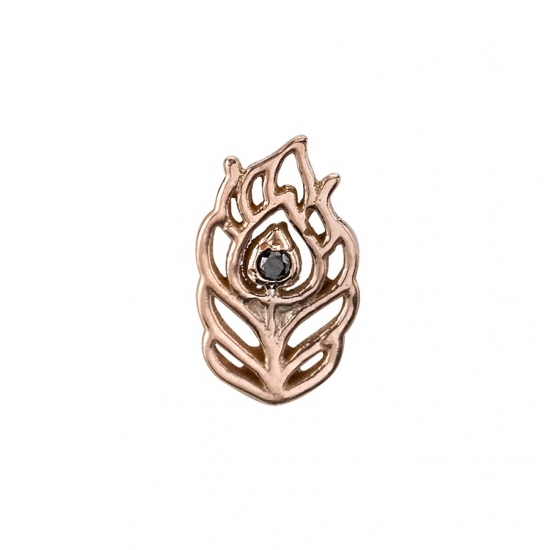 Pin with Peacock Feather Outline - 9.5mm - 1mm Gem