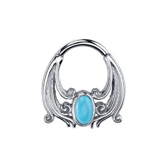 Skye - Hinge Ring with Downward Swept Waves & 5x3mm Oval Bezel Center - 16GA Hinge