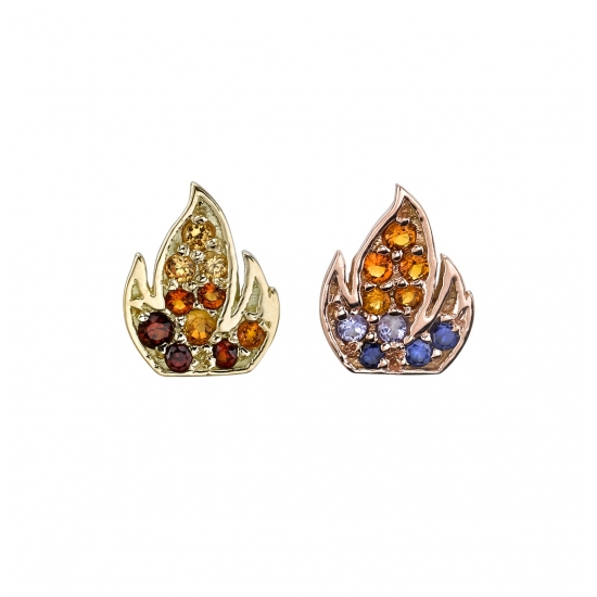 Pin with Micro Pavé Flame - 8.5x7mm - 1.25mm & 1.5mm Gems