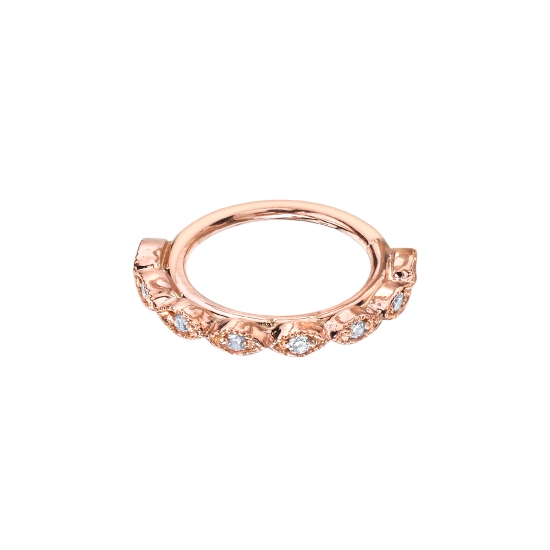 Violet - Navel Oriented Seam Ring with 8x Tiny Marquise Harlequins