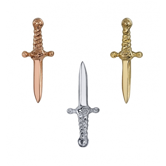 Charm with Slasher Dagger - 13mm - Jump Ring to Attach to Navel Facing Ring - POINT DOWN