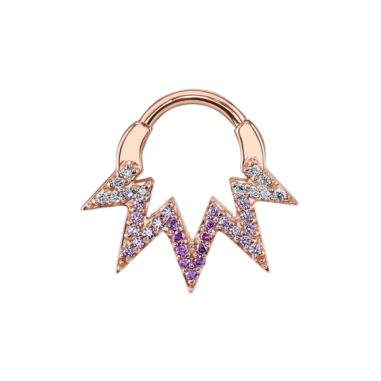 Ziggy - Hinge Ring with Jagged Row of 1mm Prongs - 16GA Hinge - ALTERNATING GEMS