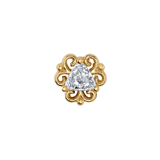 Pin with Lamia Trillion - 5.5mm - Filigree Surrounding 3mm Trillion Prong