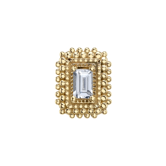 Pin with Afghan Baguette - 7x5mm - 3x2mm Baguette Prong Center