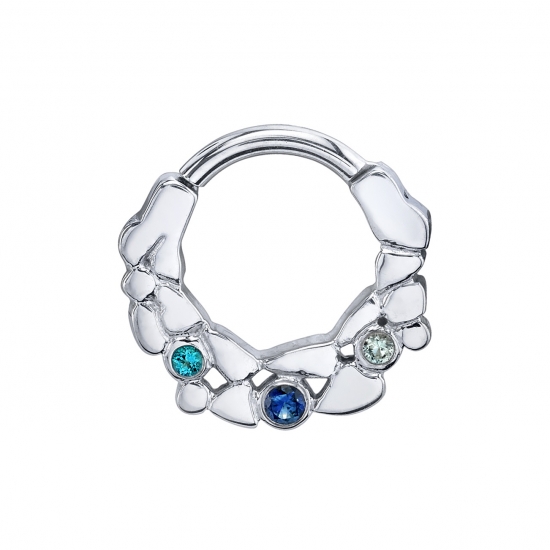 Pebbles - Hinge Ring with Scattered Gold Shapes - 2x 1.5mm and 1x 1.75mm Round Bezels - 16GA Hinge
