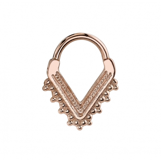 Afghan V Hinge Ring - Triangle Plate with Beaded Accents - 16GA Hinge