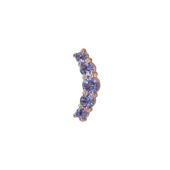 Threaded End with Samara - Curved Prong Cluster - 2x 2mm, 2x 2.5mm and 1x 3mm Prong in a Curved Shape - Back Thread in Center