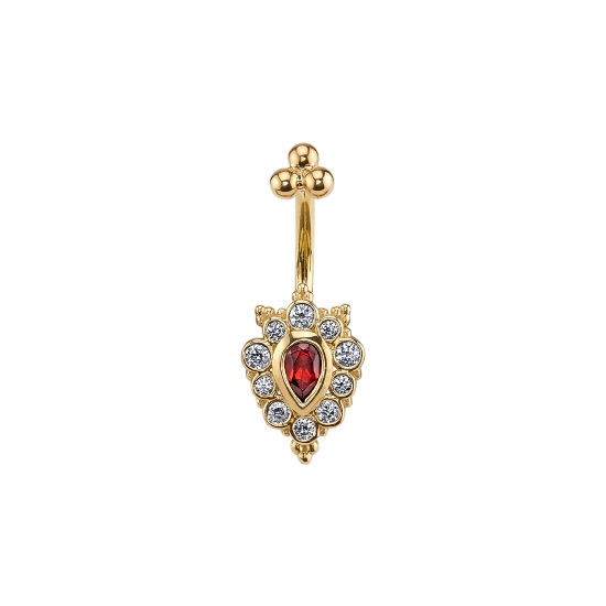 Threaded End with Lucy - 14x10mm - 5x3mm Pear Bezel Surrounded by 5x 1.5mm, 5x2mm Round Bezels and Tiny Accent Beads