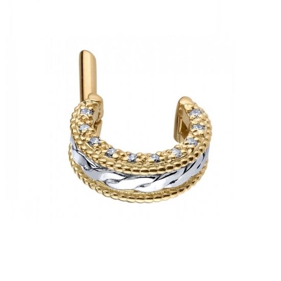 Dutch Braid - Hinge Ring with Forward Facing Row of 1.25mm Prongs, Micro Bead Edges & Downward Dutch Braid Center
