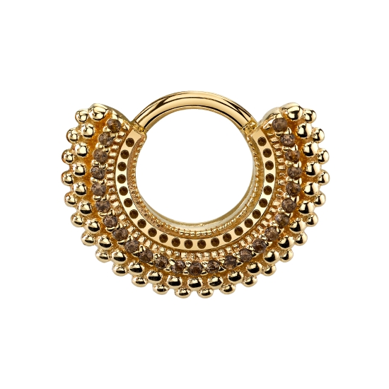 Affinity - Hinge Ring with Afghan Plate, Row of 25x 1mm Prongs, Kolo Beading Along Bottom - 16GA Hinge