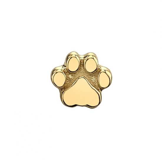 Charm with 2 Jump Rings and 4mm Flat Dog Paw - Flush Set 0.8mm Gem in Center - Top Jump Ring To Fit NIPPLE Facing Ring