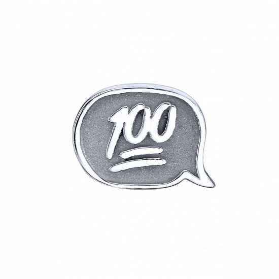 Pin with 100 Logo in Text Bubble - 8x6mm - Raised Edges and Sandblasted Hallows