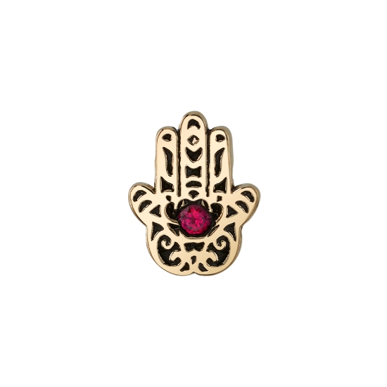 Rook Charm with 7mm Hamsa - ANTIQUED FINISH - Jump Ring to Attach to Navel Facing Ring - Jump Ring Attached at Middle Finger