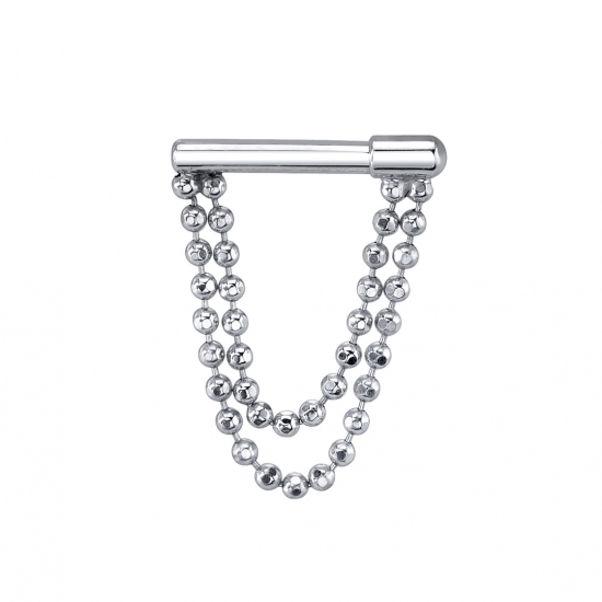 Riel - 2 Lengths of Diamond Cut Bead Chain with Threadless Attachment to 16GA 1/4IN STRAIGHT Wearing Surface