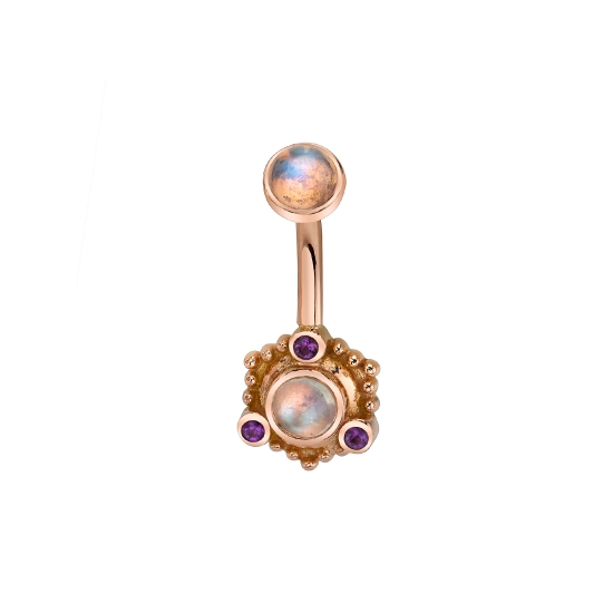 Pin - Colombo - 5mm - 1.5mm Bezel Surrounded by Tiny Beads and 3x 1mm Bezel Accents
