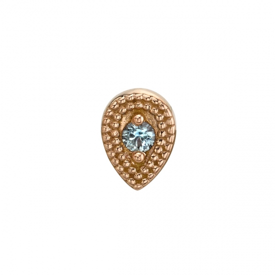Pin with Double Millgrain Pear Harlequin - 6x4mm - 2mm Gem