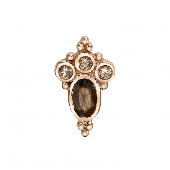 Pin with Sarai Oval - 12x7mm - 5x3mm Oval Bezel with 3x 1.75mm Round Bezels and Beaded Accents - THIS ITEM IS NO LONGER AVAILABLE THREADLESS