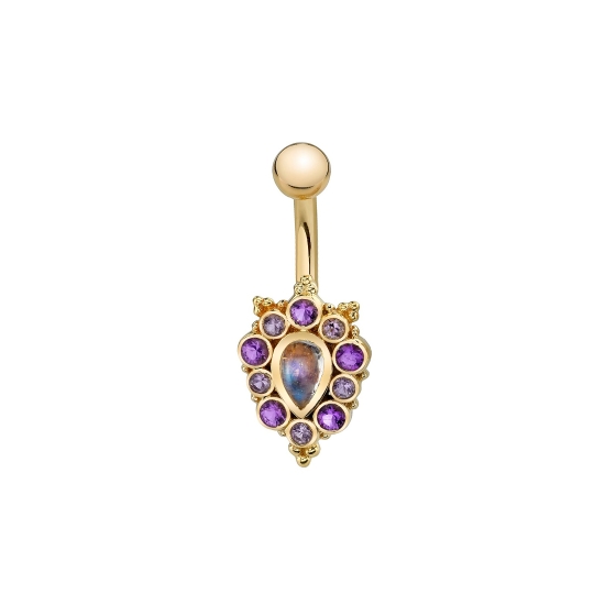 Threaded End with Mini Lucy - 11x7mm - 4x2.5mm Pear Bezel Surrounded by 5x 1.25mm, 5x 1.5mm Round Bezels and Tiny Accent Beads