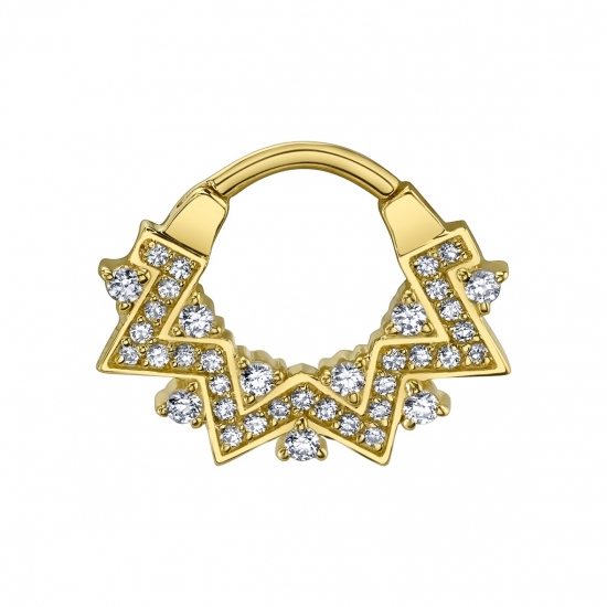 Aurora - Hinge Ring with Jagged Row of 1mm Prongs and 1.25mm Prong Accents in Between - 16GA Hinge