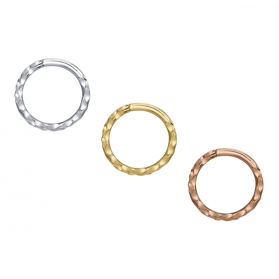 SEGMENT Ring - Hammered Finish - Nipple AND Navel Orientation - 1/4in Smooth Wearing Surface