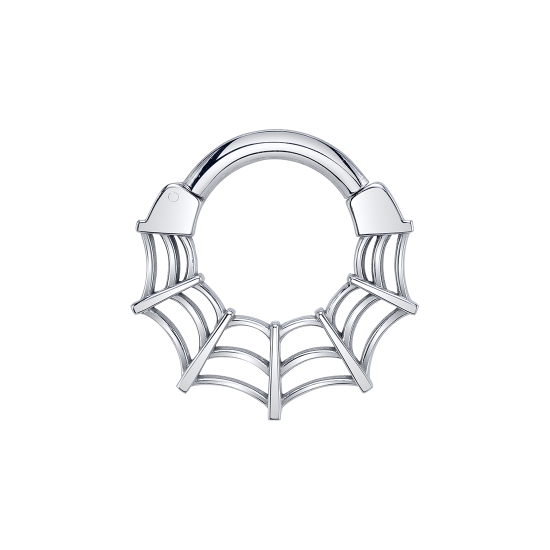 Charlotte's Web - Hinge Ring with Spider Web - Design Measures Approx. 4mm at Widest Point - 16GA Hinge