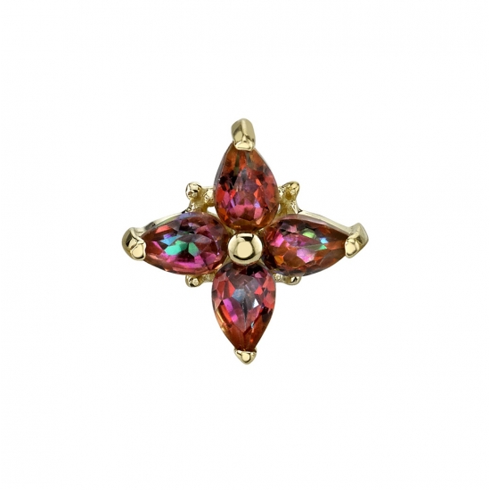 Threaded End with Pear Pleades - 10mm - 4x2.5mm Pear Prongs with Tiny Tri Bead Accents - Pear Points Out