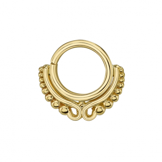 Adele - Seam Ring with Tiny Graduating Beads and Curls in Center - Design Measure Approx. 3mm at Widest Point