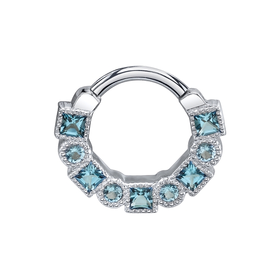 Talus - Hinge Ring with 4x Round Milgrain Bezels and 5x Princess Milgrain Bezels - 16GA Hinge