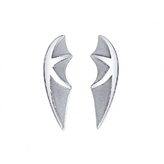 Threaded End with LEFT Bat Wing - 12x3.5mm - Raised Edges & Sandblasted Hollows - Thread in Center