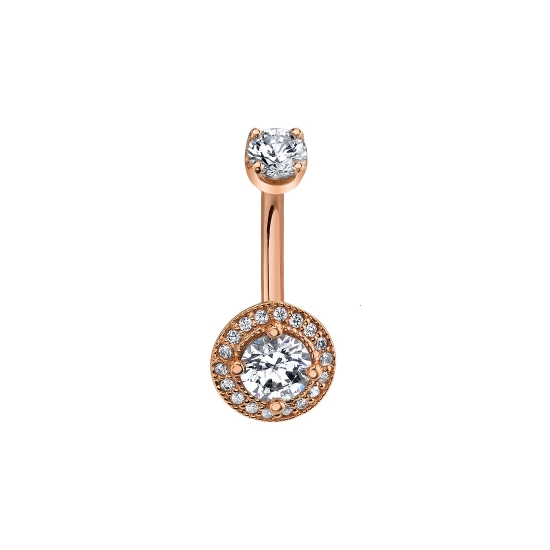Threaded End with Round Halo - 8.5mm 5mm Prong Center Surrounded by 18x 1mm Prongs
