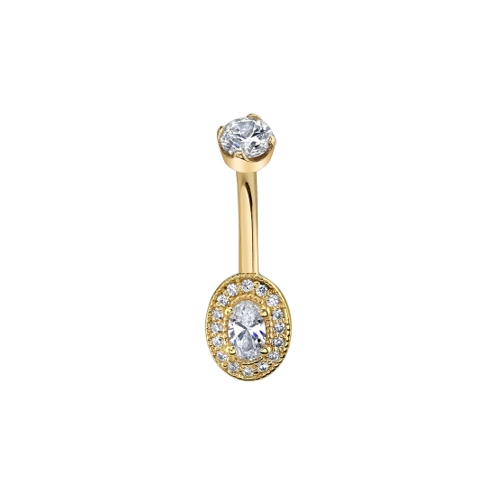 Threaded End with 9x7mm Oval Halo - 5x3mm Prong Center Surrounded by 16x 1mm Prongs