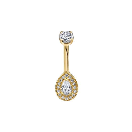 Threaded End with 9x7mm Pear Halo - 5x3mm Prong Center Surrounded by 16x 1mm Prongs