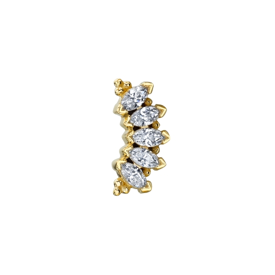 Threaded End with Tiny Marquise Panaraya - 10mm - (5) 3x1.5mm Marquise Prongs with Tiny Bead Accents