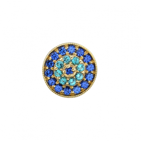 Pin with Step Up Circle - 6mm - 23x 1mm Prongs Gradually Getting Taller Towards Center - MILGRAIN EDGES - Rows of Gems Alternating Towards Center
